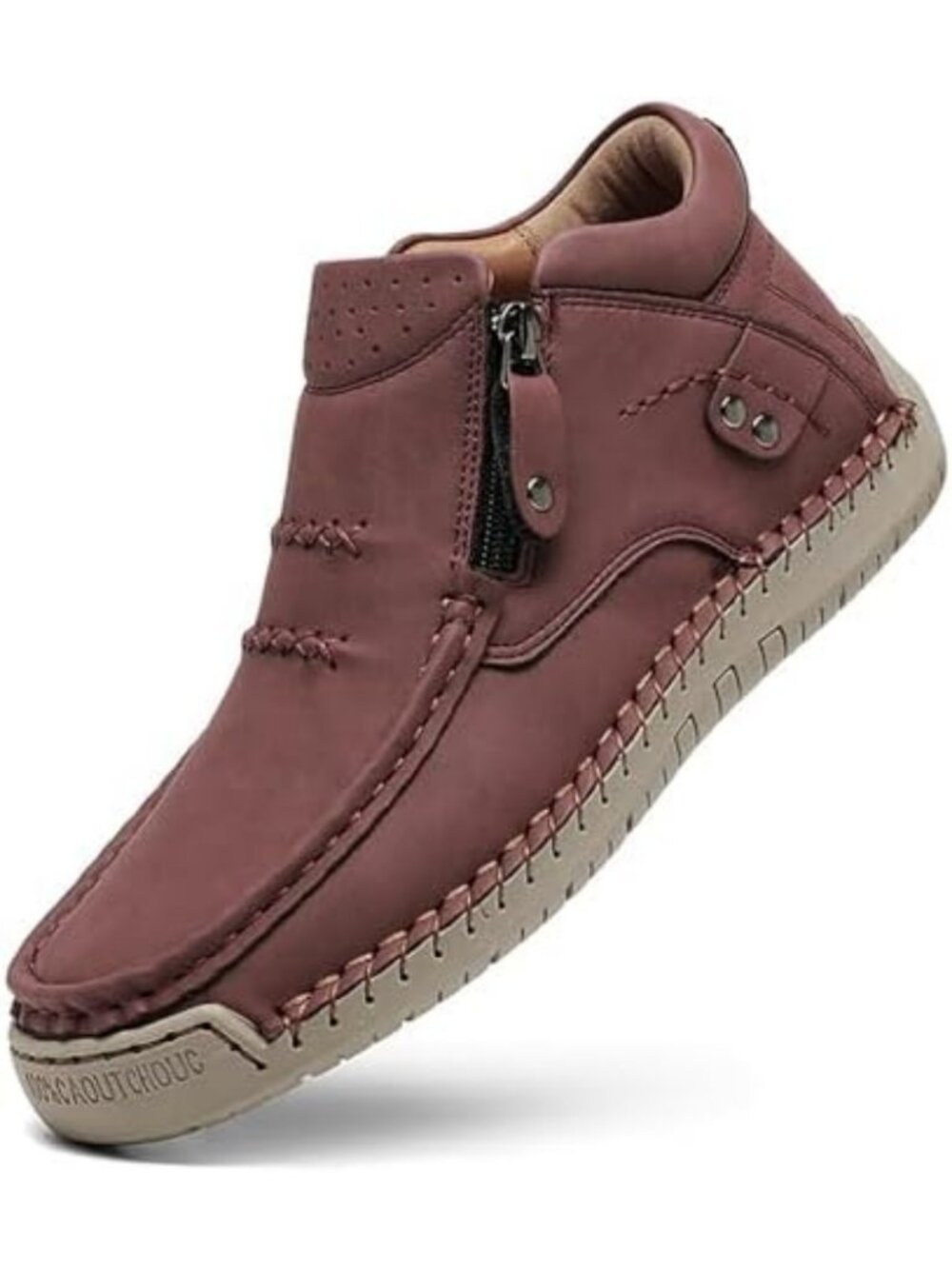 Stylish Handmade Leather Ankle Boots with Side Zip - Lightweight Casual Hiking
